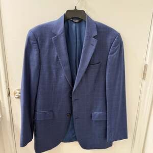 Jos. A. Bank Tailored Fit Blue Micro Plaid 2-Button Blazer Jacket